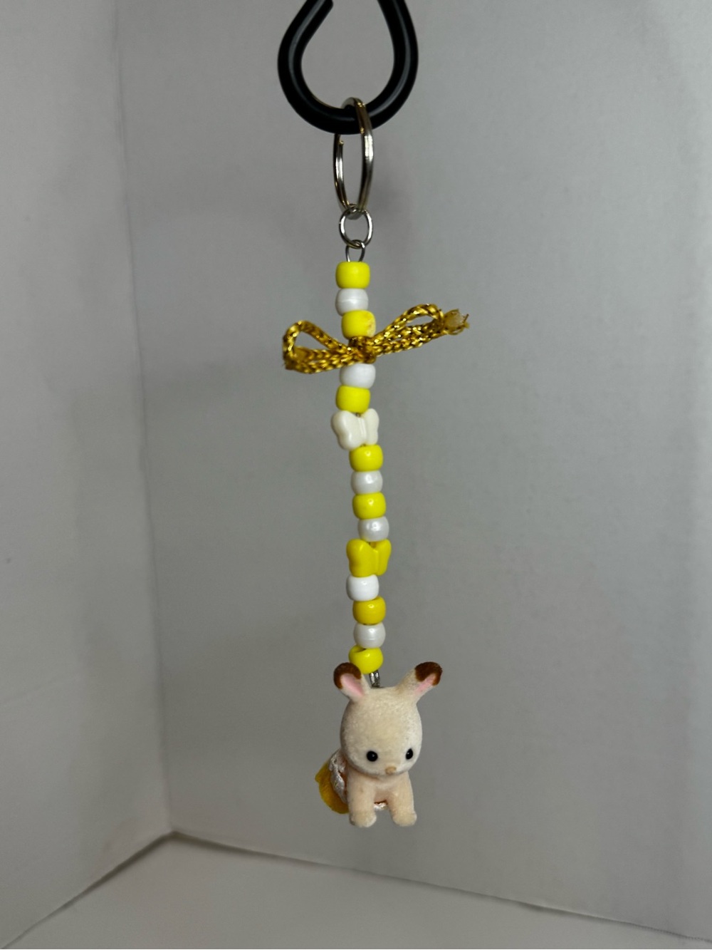 Cute Yellow Beaded Bunny Keychain for Kids